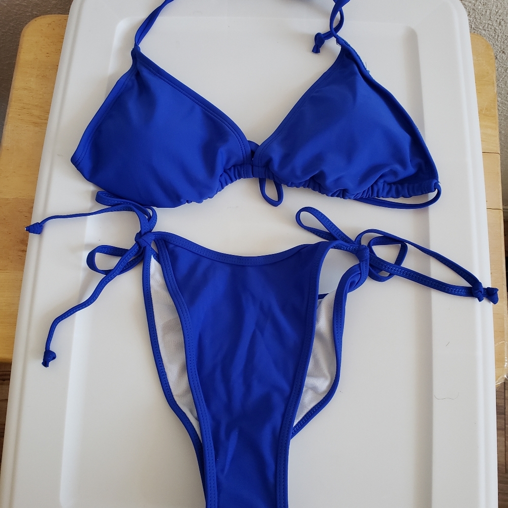 NWOT Women 2 Pieces Blue Drawstrings Bikini